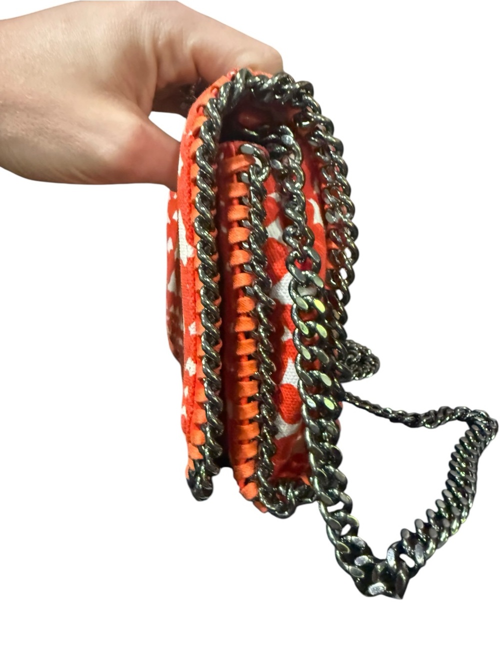 Stella McCartney Falabella Heart Print Canvas Chain Crossbody Clutch Bag - Picture 11 of 13